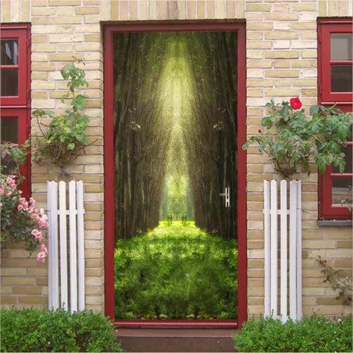 3D Light at The End of Trees Self-adhesive Living Room Door Murals Wall Stickers - Furniture4Design