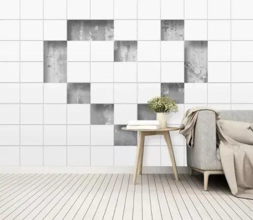 3D Love Grey Tile 37777NA Wallpaper Wall Murals Removable Wallpaper Fay - Furniture4Design