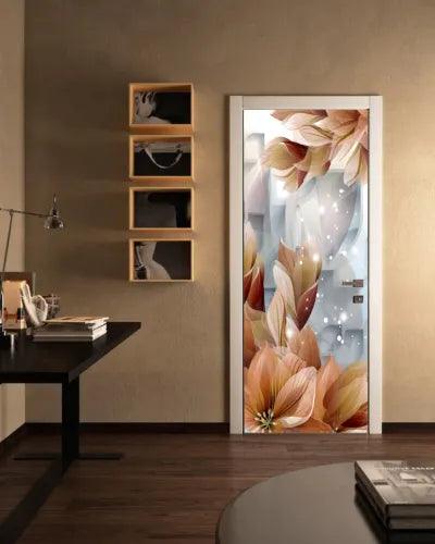 3D Luxury Shining Flowers Decor Poster Wall Mural Self-adhesive Door Sticker - Furniture4Design