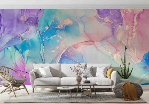 3D Marbling Ripple Colours Self-adhesive Removeable Wallpaper Wall Mural1 1797 - Furniture4Design