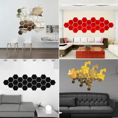 3D Mirror Effect Tile Wall Sticker Self-Adhesive Art Decal Room Home Decor - - Furniture4Design