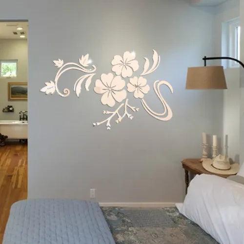 3D Mirror Flower Art Wall Sticker Acrylic Mural Decal Removable Home Room Decor - Furniture4Design