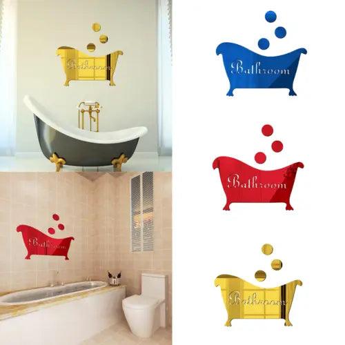 3D Mirror Stickers Vinyl Art Mural for Bathroom Washing Room Door Wall Stickers - Furniture4Design