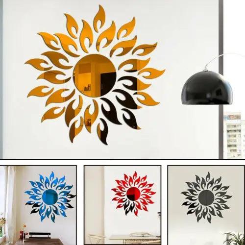 3D Mirror Sun Art Removable Wall Sticker Acrylic Mural Decal Home Room Decor DIY - Furniture4Design