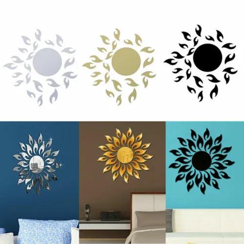 3D Mirror Sun Wall Sticker Art Removable Acrylic Mural Decal Home Room DIY Decor - Furniture4Design