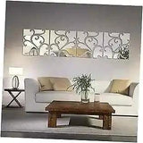 3D Mirror Wall Stickers, 4 Pcs Acrylic Square Geometric Pattern DIY Art - Furniture4Design