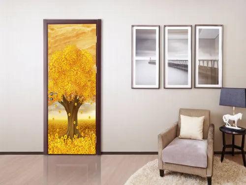 3D Money Tree Painting Self-adhesive Living Room Door Murals Wall Stickers - Furniture4Design