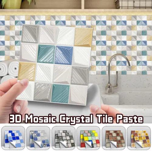 3D Mosaic Crystal Tile Stickers Waterproof Wall Stickers Kitchen Wall 20/50PC - Furniture4Design