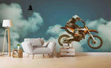 3D Motorbike Float Person Cloud Self-adhesive Removeable Wallpaper Wall Mural1 - Furniture4Design