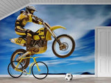 3D Motorbike Person Bluesky Self-adhesive Removeable Wallpaper Wall Mural1 3524 - Furniture4Design