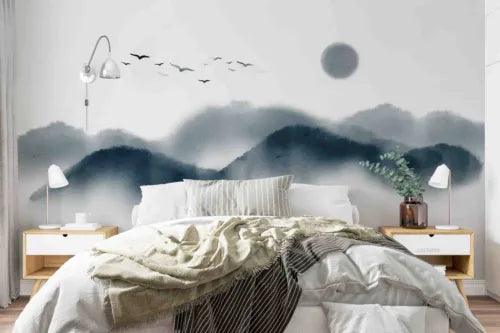 3D Mountain Bird Sun Self-adhesive Removeable Wallpaper Wall Mural1 102 - Furniture4Design