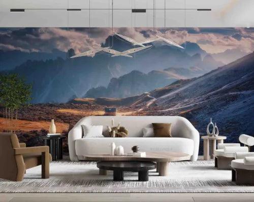 3D Mountain Cloud Automobile Self-adhesive Removeable Wallpaper Wall Mural1 3696 - Furniture4Design