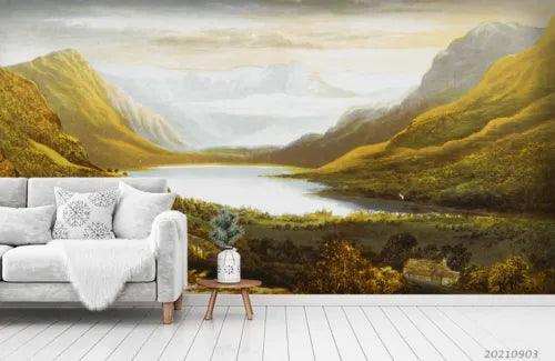 3D Mountain Grassland Sea Sky Self-adhesive Removeable Wallpaper Wall Mural1 - Furniture4Design