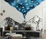 3D Mountain House Star Triangle Self-adhesive Removeable Wallpaper Wall Mural1 - Furniture4Design