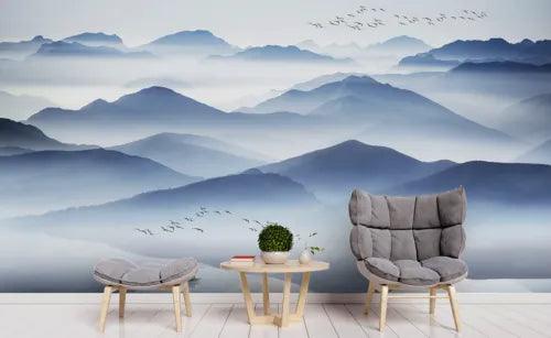 3D Mountain River Sailing Self-adhesive Removeable Wallpaper Wall Mural1 1081 - Furniture4Design