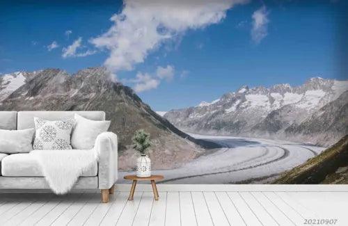 3D Mountain Road Cloud Sky Self-adhesive Removeable Wallpaper Wall Mural1 3992 - Furniture4Design