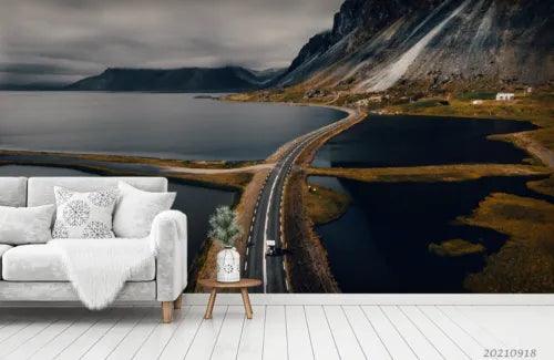 3D Mountain Road Sea Sandbeach Self-adhesive Removeable Wallpaper Wall Mural1 - Furniture4Design