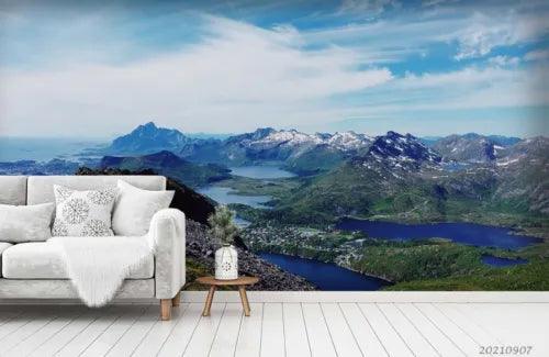 3D Mountain Sea Cloud Sky Self-adhesive Removeable Wallpaper Wall Mural1 3934 - Furniture4Design