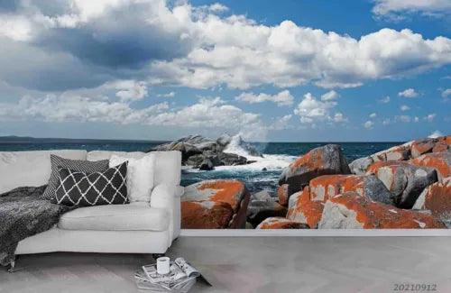 3D Mountain Sea Cloud Stone Self-adhesive Removeable Wallpaper Wall Mural1 4021 - Furniture4Design