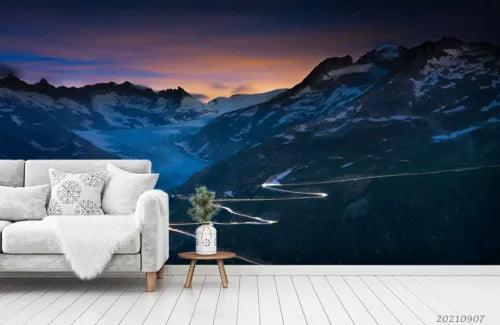 3D Mountain Sea Snow Cloud Self-adhesive Removeable Wallpaper Wall Mural1 3943 - Furniture4Design