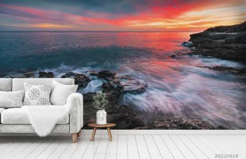 3D Mountain Sea Sunrise Sky Self-adhesive Removeable Wallpaper Wall Mural1 4157 - Furniture4Design