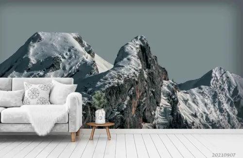 3D Mountain Snow Black Self-adhesive Removeable Wallpaper Wall Mural1 3936 - Furniture4Design