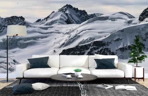 3D Mountain Snow Sky Cloud Self-adhesive Removeable Wallpaper Wall Mural1 4125 - Furniture4Design