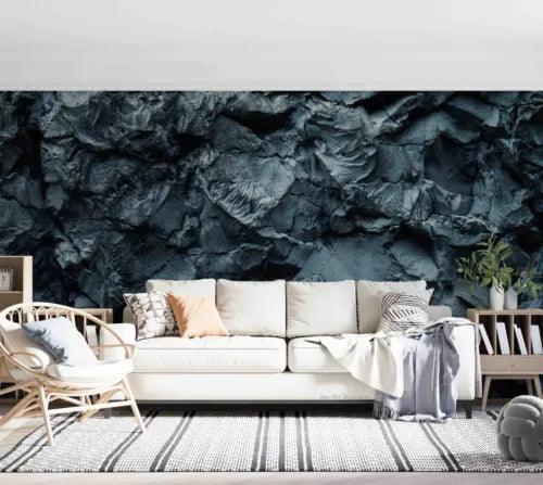 3D Mountain Stonewalling Blue Self-adhesive Removeable Wallpaper Wall Mural1 - Furniture4Design