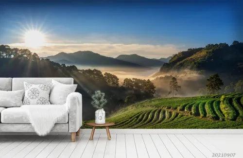 3D Mountain Sunlight Grassland Self-adhesive Removeable Wallpaper Wall Mural1 - Furniture4Design