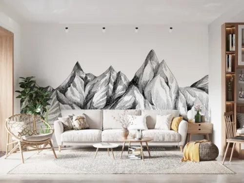 3D Mountain Wave Line Self-adhesive Removeable Wallpaper Wall Mural1 976 - Furniture4Design