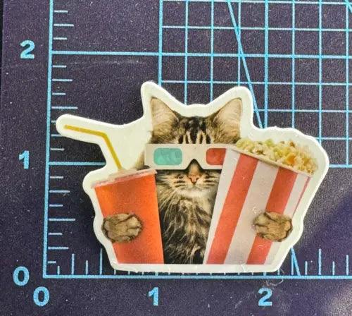 3D Movie Watching Cat - Vinyl Sticker Decal Sticker Bomb Soda and Popcorn - Furniture4Design