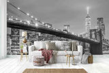 3D Night Scene Bridge Mansion Self-adhesive Removeable Wallpaper Wall Mural1 - Furniture4Design