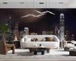 3D Night Urban Architecture Sea Self-adhesive Removeable Wallpaper Wall Mural1 - Furniture4Design