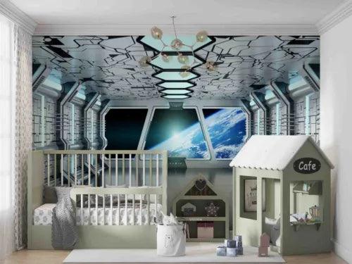 3D Observation Room The Earth Self-adhesive Removeable Wallpaper Wall Mural1 921 - Furniture4Design