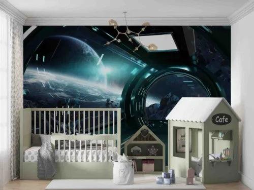 3D Observation Room The Earth Self-adhesive Removeable Wallpaper Wall Mural1 932 - Furniture4Design