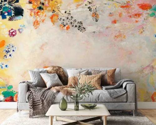 3D Oil Painting Floral Colours Self-adhesive Removeable Wallpaper Wall Mural1 09 - Furniture4Design