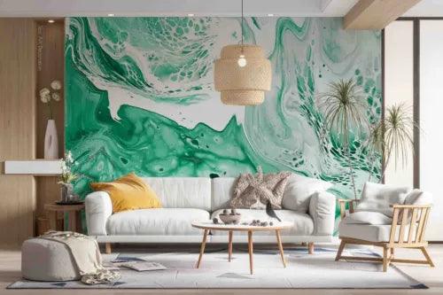 3D Painting Sea Wave Green Self-adhesive Removeable Wallpaper Wall Mural1 1071 - Furniture4Design