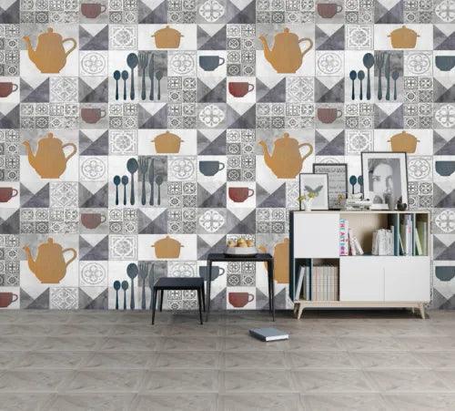 3D Parlor Tiles G9676 Wallpaper Wall Murals Removable Self-adhesive Honey - Furniture4Design