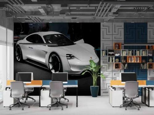 3D Pattern Automobile White Self-adhesive Removeable Wallpaper Wall Mural1 855 - Furniture4Design