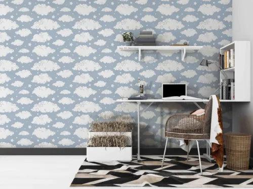 3D Pattern Cloud Blue Star Self-adhesive Removeable Wallpaper Wall Mural1 1027 - Furniture4Design