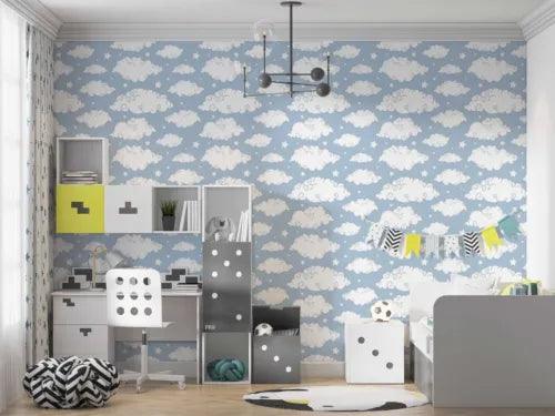 3D Pattern Cloud Snowflake Self-adhesive Removeable Wallpaper Wall Mural1 708 - Furniture4Design