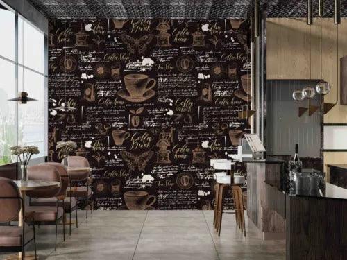 3D Pattern Coffee Brown Letter Self-adhesive Removeable Wallpaper Wall Mural1 - Furniture4Design