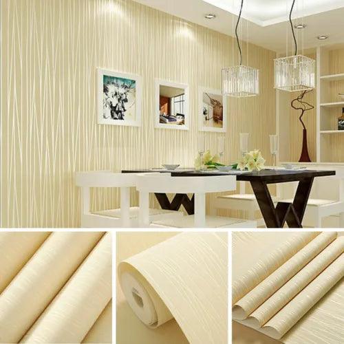 3D Wallpaper Stripes Non-woven WallPaper Living Room Bedroom Decor Sticker-Beige - Furniture4Design