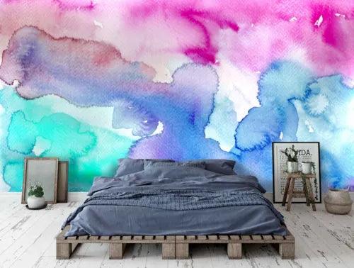 3D Watercolour Damaskeen Colours Self-adhesive Removeable Wallpaper Wall Mural1 - Furniture4Design