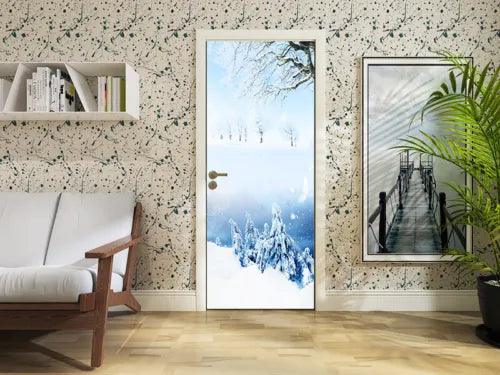 3D Winter Snow Landscape Self-adhesive Bedroom Door Sticker Wall Murals Poster - Furniture4Design