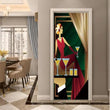 3D Woman Drinking Wine Painting Self-adhesive Bedroom Door Stickers Wallpaper - Furniture4Design