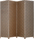 4-Panel Mesh Woven Wood Room Dividers with Folding Privacy Screen - Furniture4Design