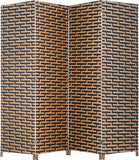 4-Panel Mesh Woven Wood Room Dividers with Folding Privacy Screen - Furniture4Design