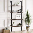 4-Shelf Bookcase Open Wall Mount Ladder Bookshelf with Industrial Metal Frame - Furniture4Design