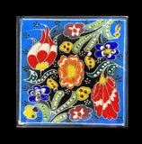 4 x 4 Inch Hand Painted Turkish Iznik Tulip & Floral Pattern Ceramic Tile #31 - Furniture4Design